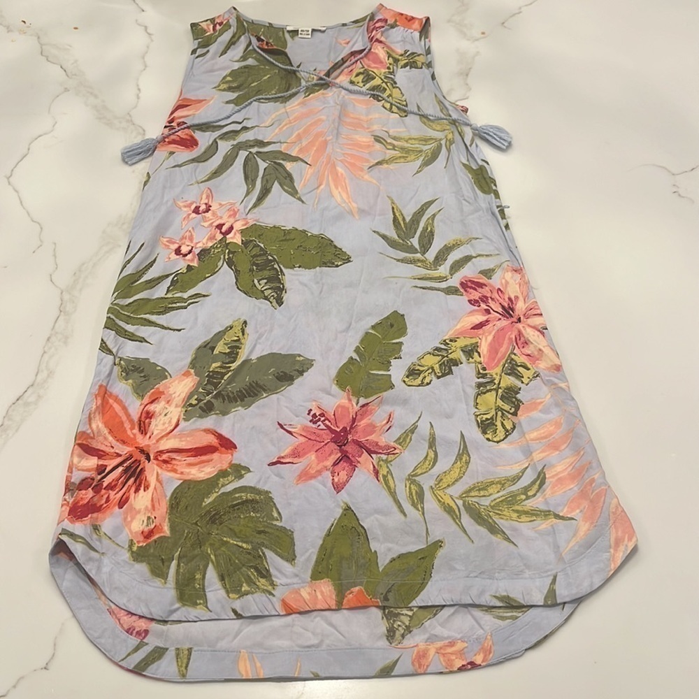 BEACHLUNCHLOUNGE Gigi Sleeveless Tassel Tropical Flower Dress size xs